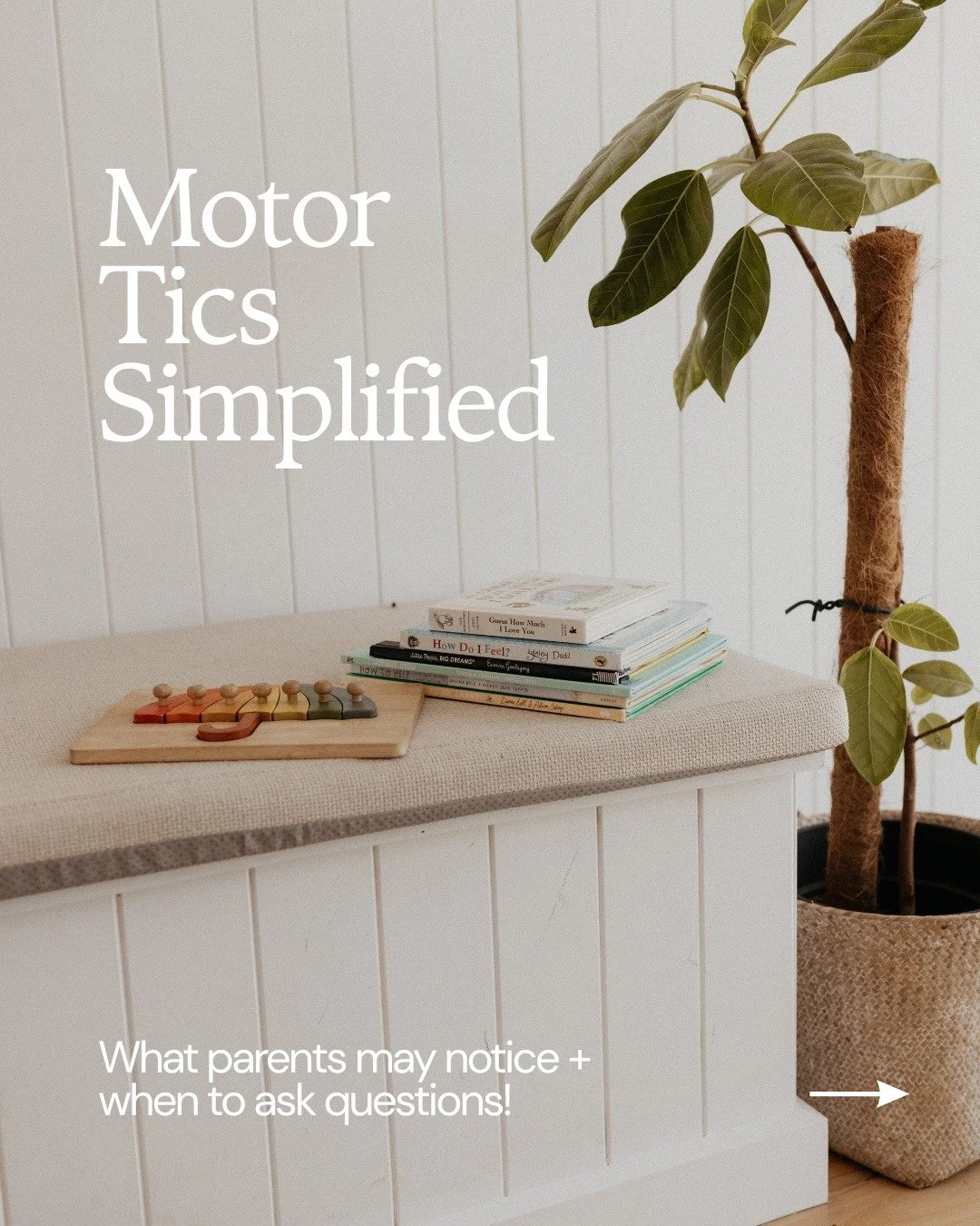 Motor tics can look different from child to child. You might notice frequent blinking, facial movements, head or neck movements, or shoulder movements that happen suddenly and without your child intentionally choosing to do them.

They can also chang