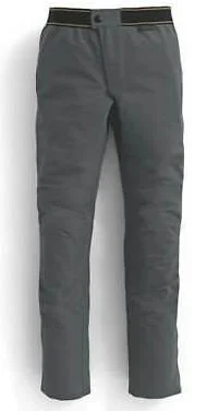 Grå byxor med svart midjeband.