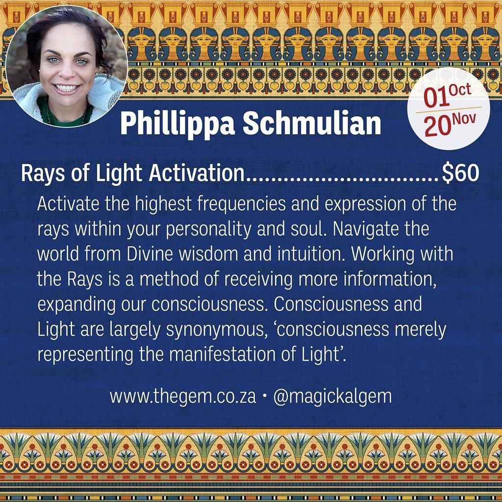 Present and available for sessions in Egypt is our beloved Phillippa Schmulian @magickalgem 
DM for more info and bookings