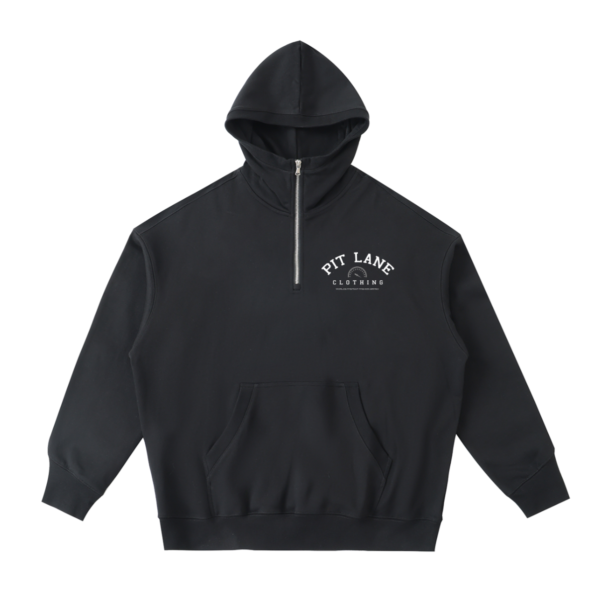 Pit Lane Clothing: Big Hood Half-Zip Fleece Hoodie - carbon