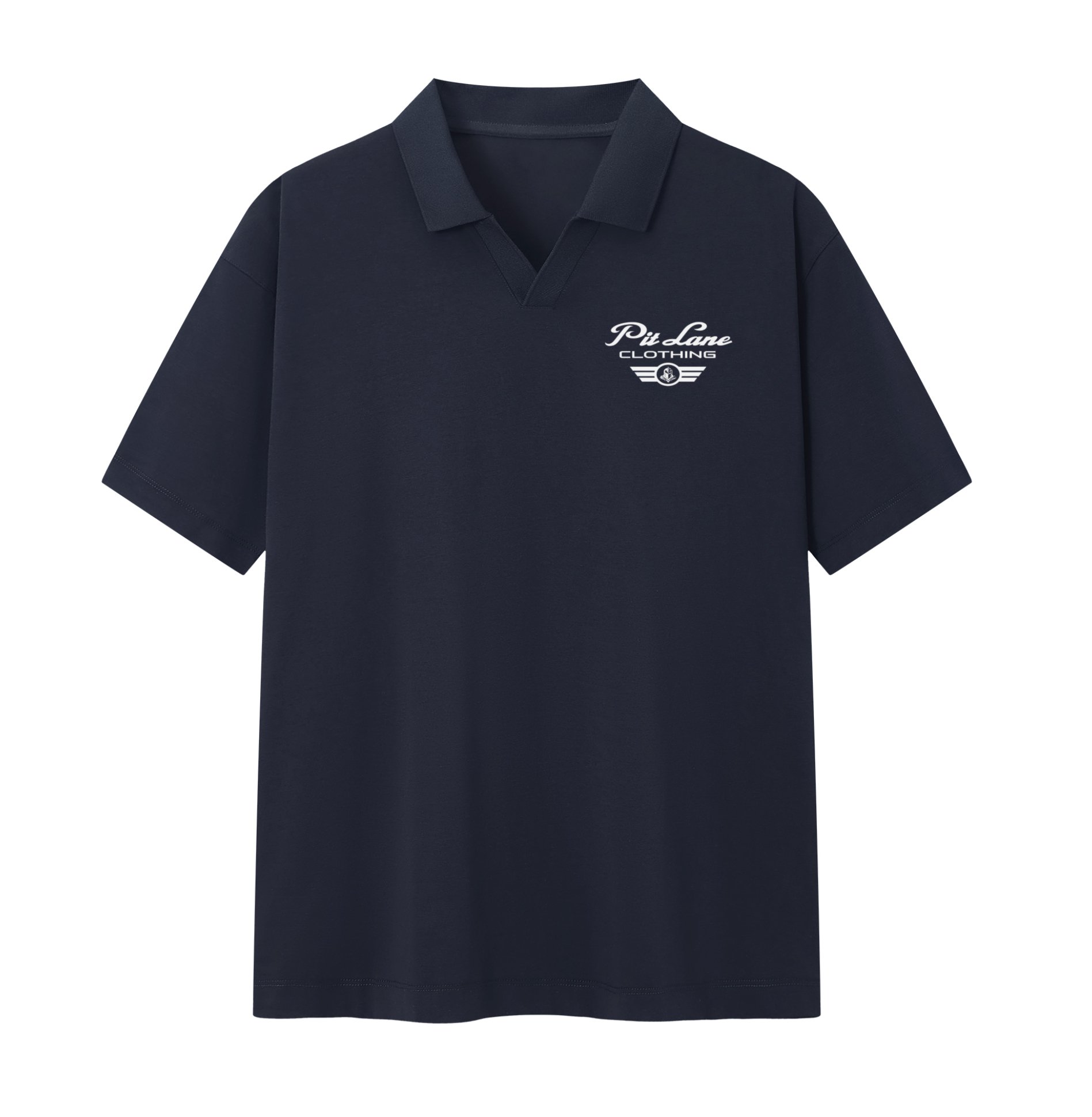 Pit Lane Clothing: Drop Shoulder Polo Shirt - Navy Blue