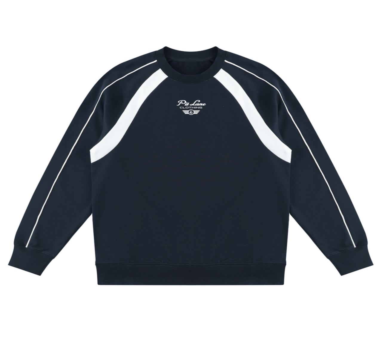 Pit Lane Clothing: Unisex Block Crewneck Sweatshirt - Navy