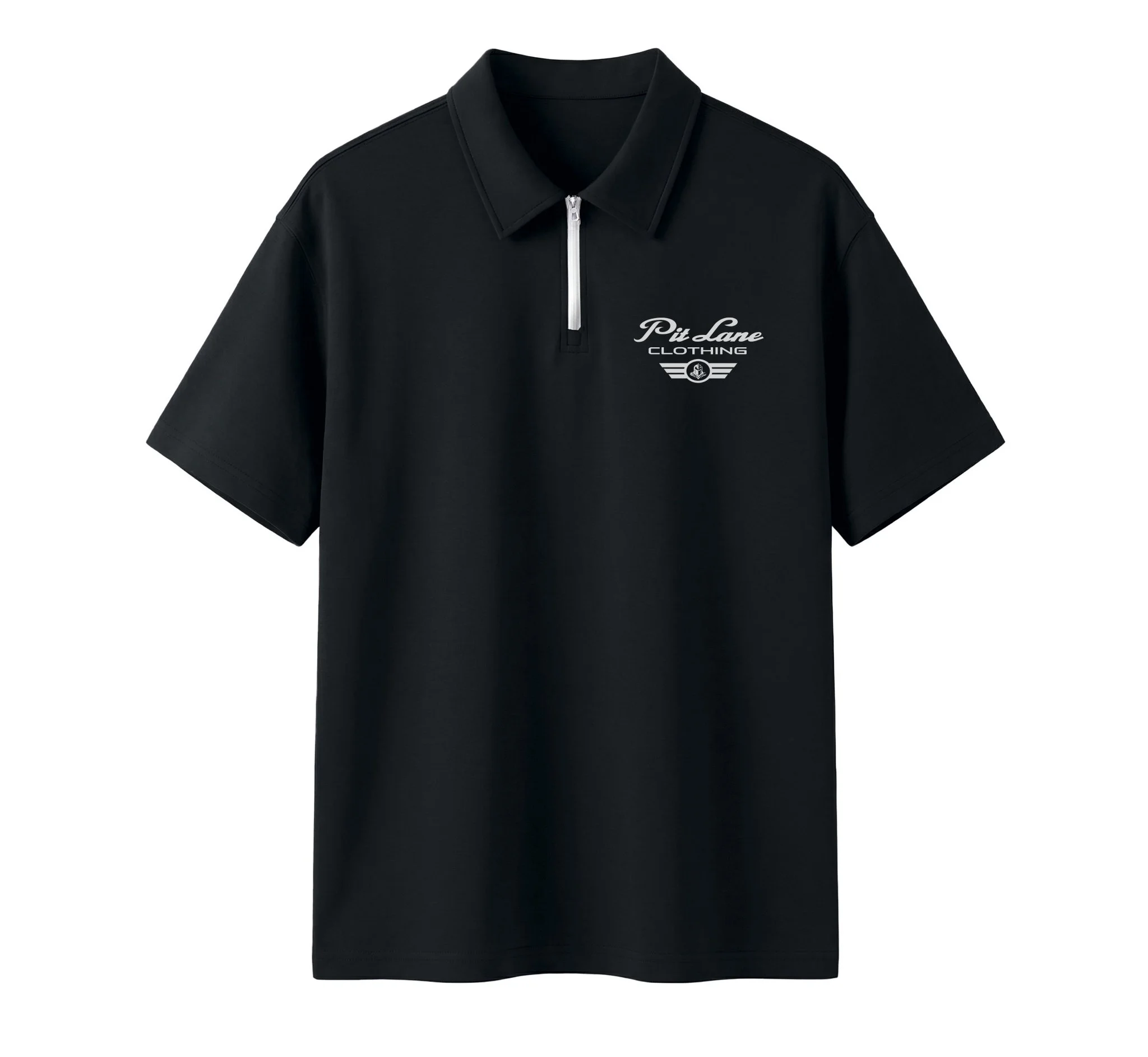 Pit Lane Clothing: Quarter-Zip Polo Shirt - Full carbon