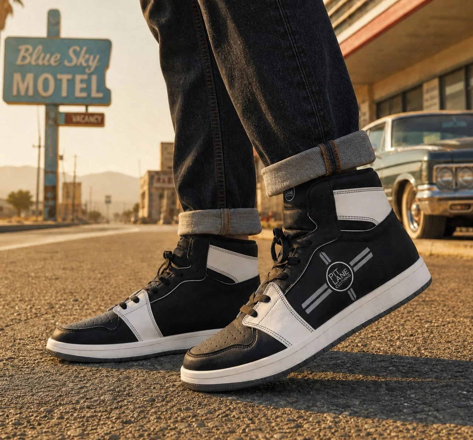 Pit Lane Clothing: 'Enforcer' High Top Leather sneakers