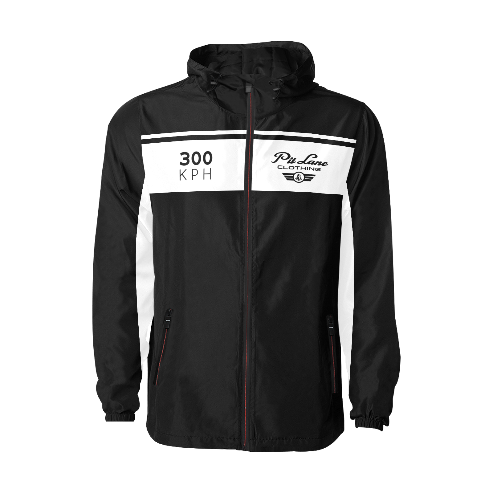 Pit Lane Clothing:  Waterproof Quilted Race Jacket - 300 KPH White Stripe