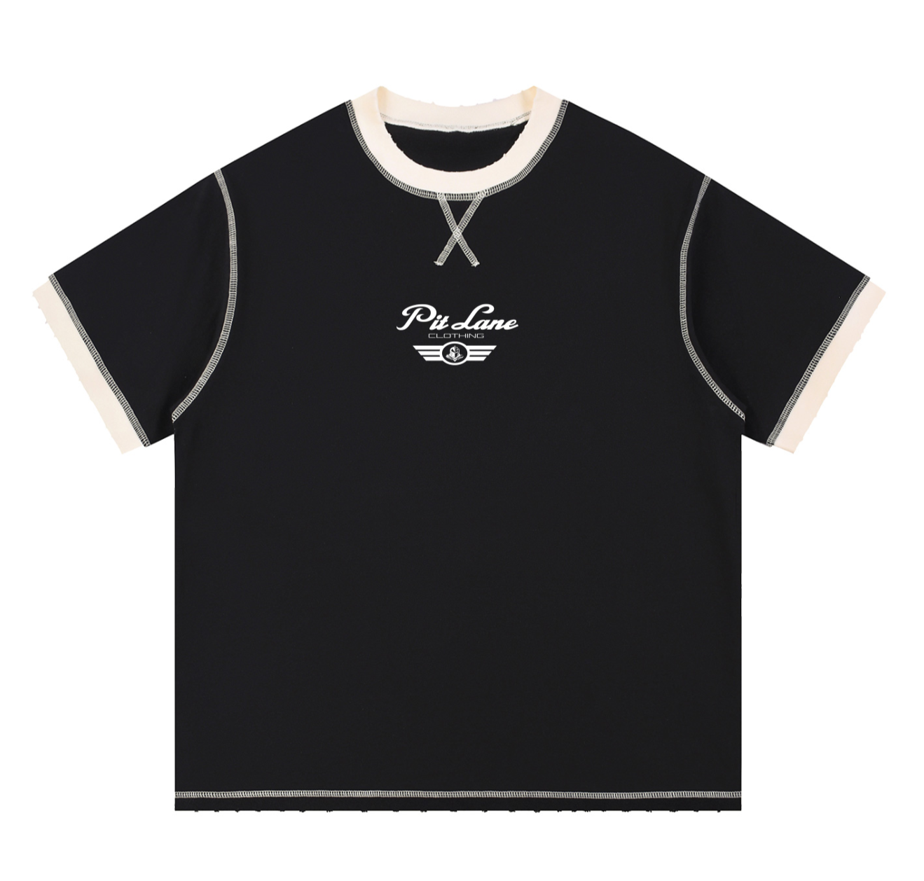 Pit Lane Clothing: Contrast-Stitched Cotton T-Shirt