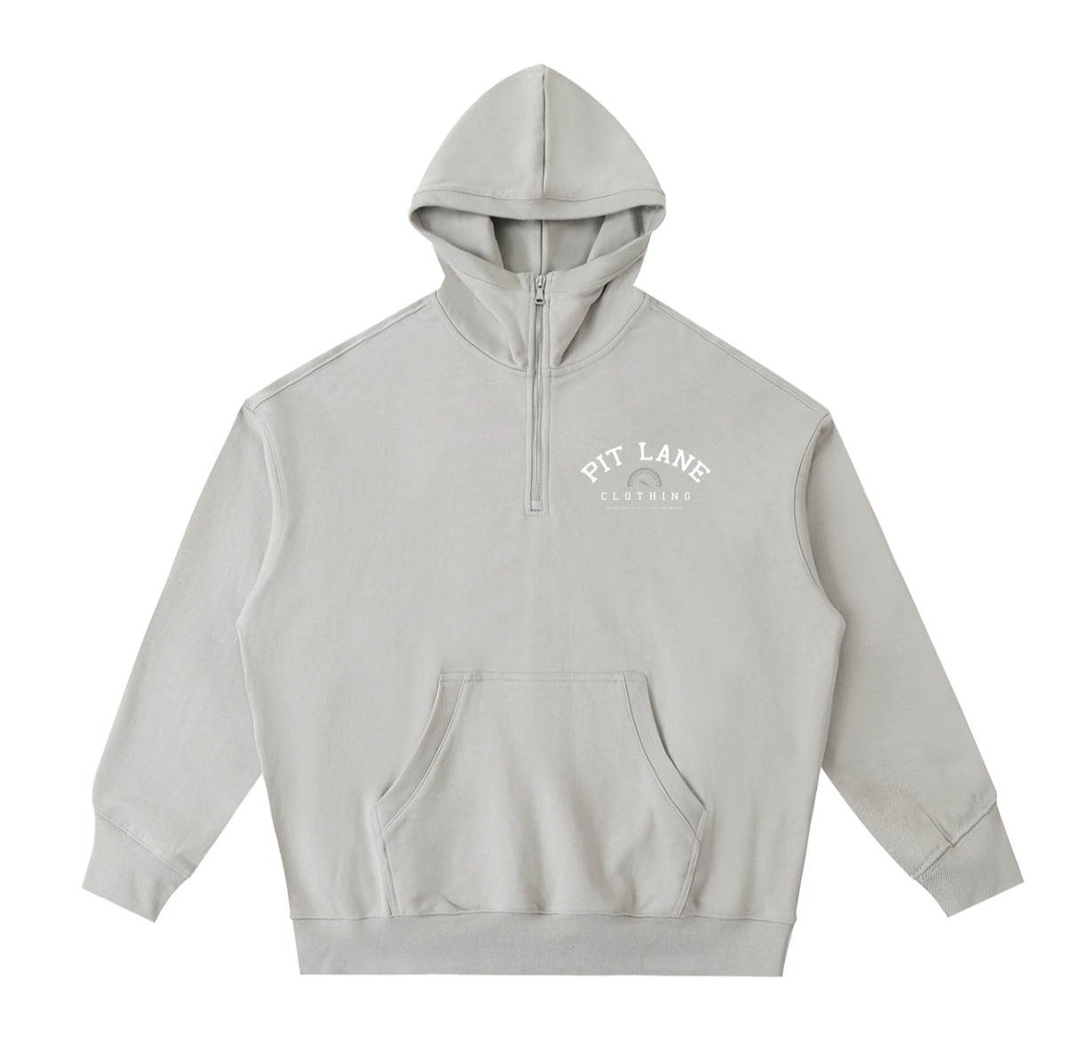 Pit Lane Clothing: Big Hood Half-Zip Fleece Hoodie - Titanium