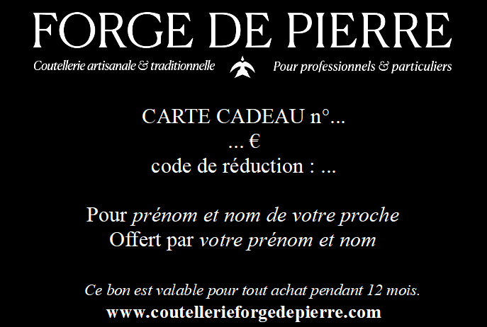 Carte Cadeau Coutellerie Forge de Pierre