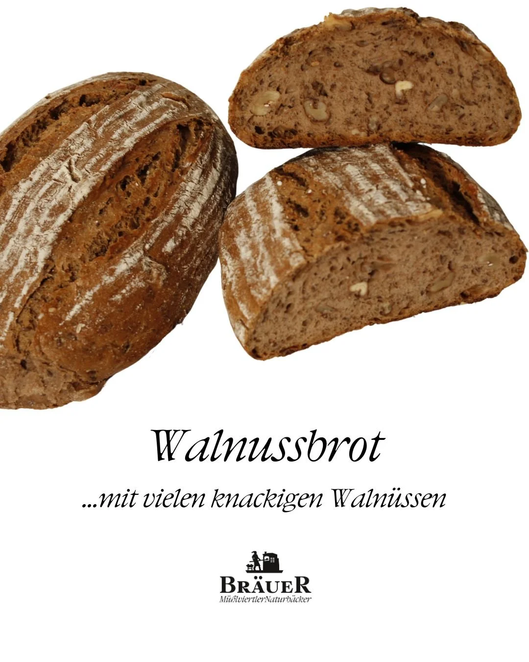 Br&auml;uer&acute;s Walnussbrot - Roggen-Weizen Mischbrot mit Roggenschrot, Leinsamen und vielen Waln&uuml;ssen. Schmeckt besonders gut zu K&auml;se oder Honig!😋

#B&auml;ckereiBr&auml;uer  #B&auml;ckerei #m&uuml;hlviertlernaturb&auml;cker #derBrots