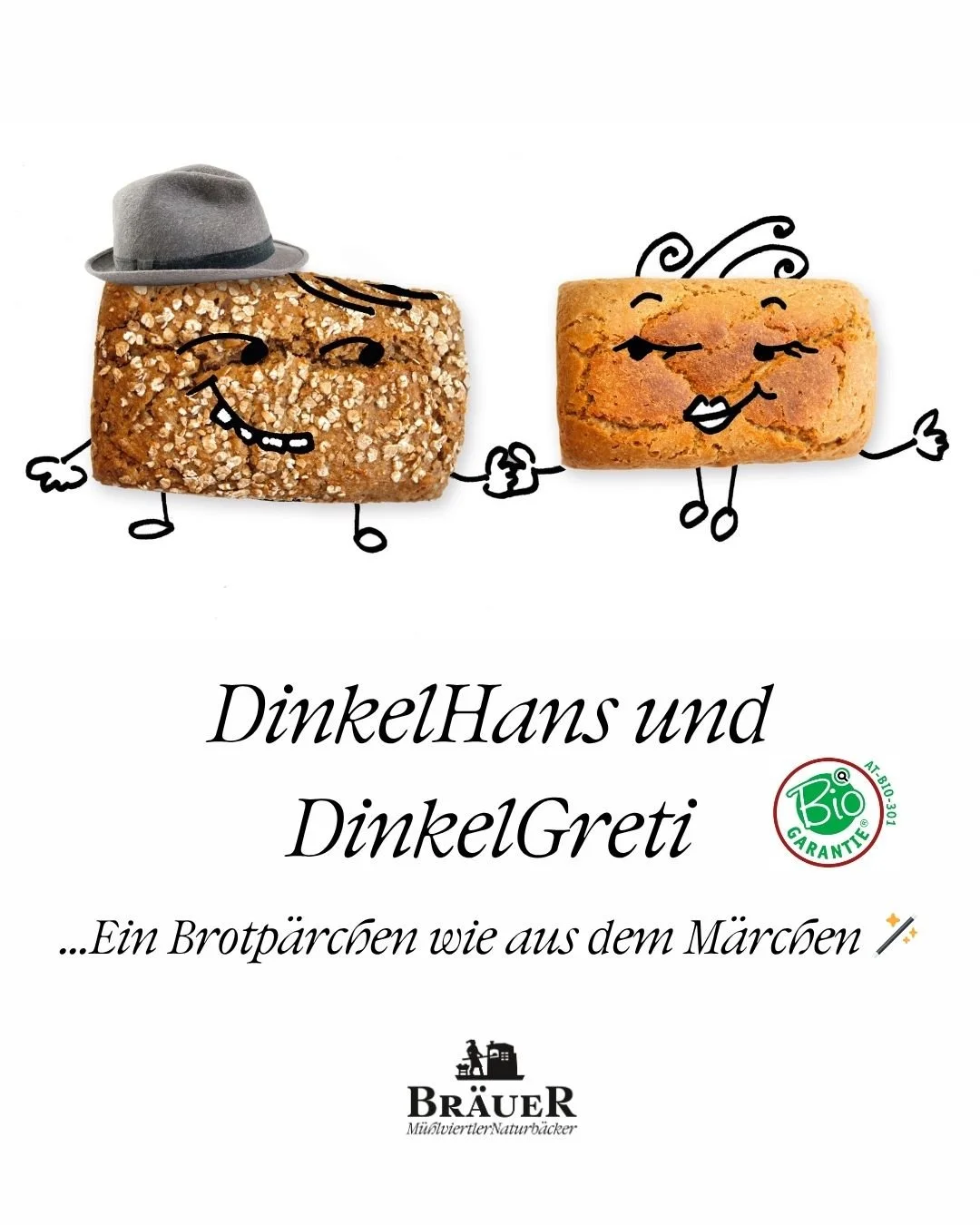Bio-DinkelHans und Bio-DinkelGreti - 💕Ein Brotp&auml;rchen wie aus dem M&auml;rchen💕 
🍞Hans - der "Kernige"
 - mit Dinkelschrot, Sonnenblumenkerne, Leinsamen und Gew&uuml;rze 
🍞Greti - die "Feine"
 - aus  fein gemahlenem Dinke