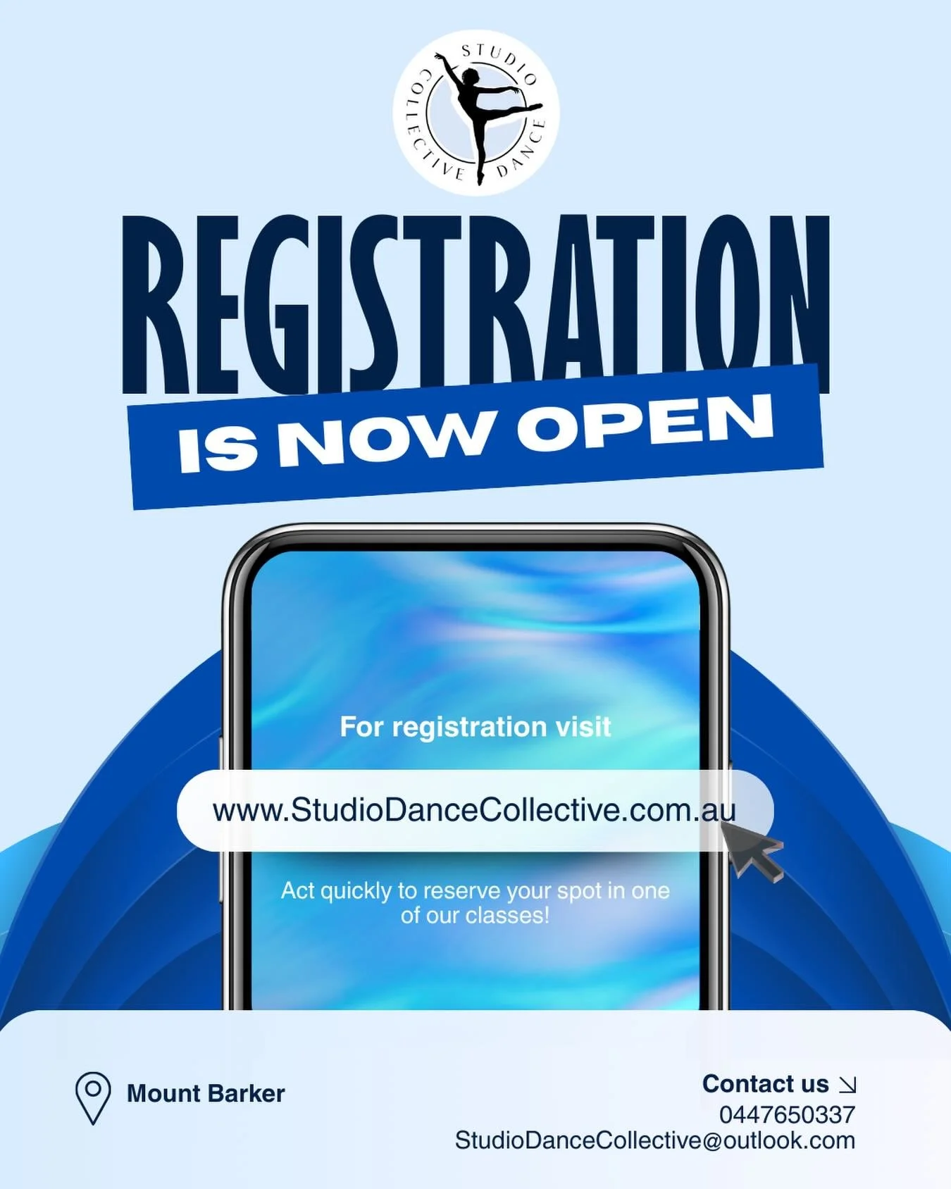 Registrations are now open! ⏰⏰⏰
Sign up now to secure your spot in one of our teams for 2026! 

Contact us for more information:
0447 650 337
Studiodancecollective@outlook.com

#mountbarker #adelaidehills #dance #registernow #dancestudio