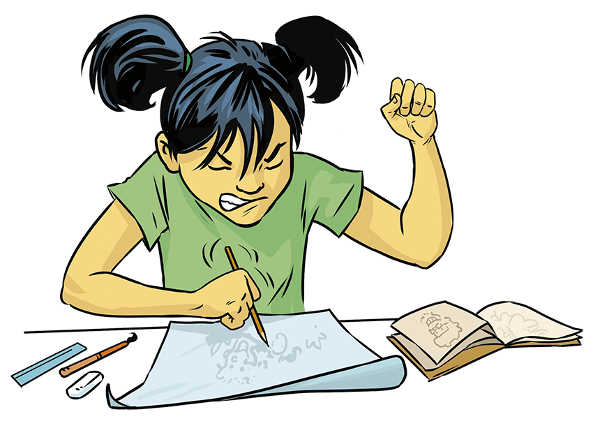 énervement sur un dessin raté