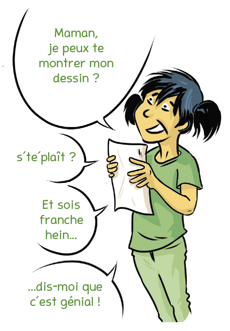 entant qui montre un dessin