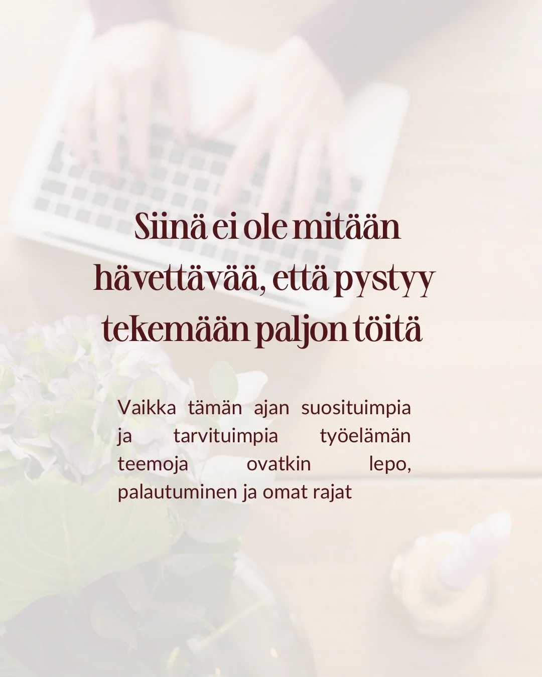 Nyt pieni, ehk&auml; &auml;rsytyst&auml;kin aiheuttava huomio. Jotkut meist&auml; pystyv&auml;t tekem&auml;&auml;n t&ouml;it&auml; paljon ja je eiv&auml;t siit&auml; erityisesti rasitu. 

Ty&ouml;nohjauksessa n&auml;kee ja kuulee laajaa ty&ouml;el&au