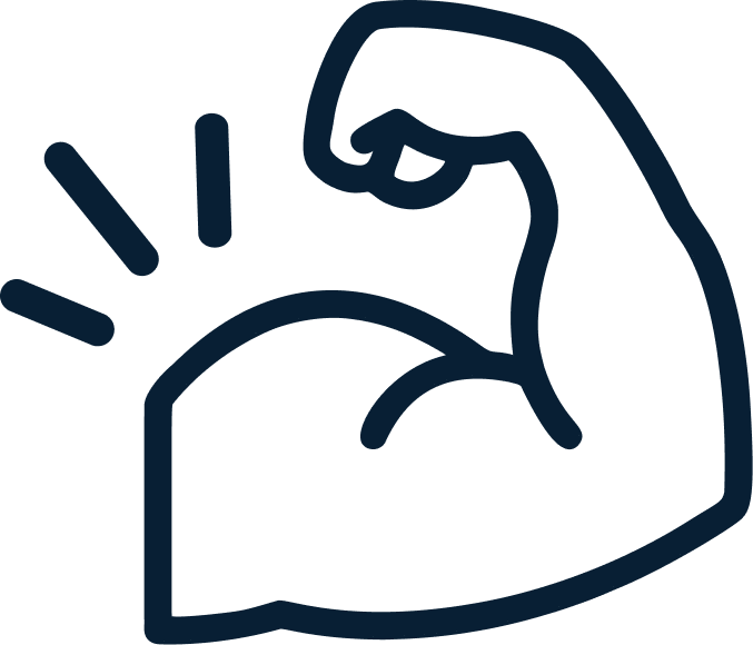 Immagine di un braccio che mostra un bicipite muscoloso.