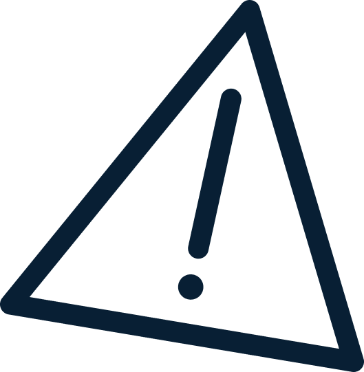 Simbolo di avvertimento con punto esclamativo centrale.