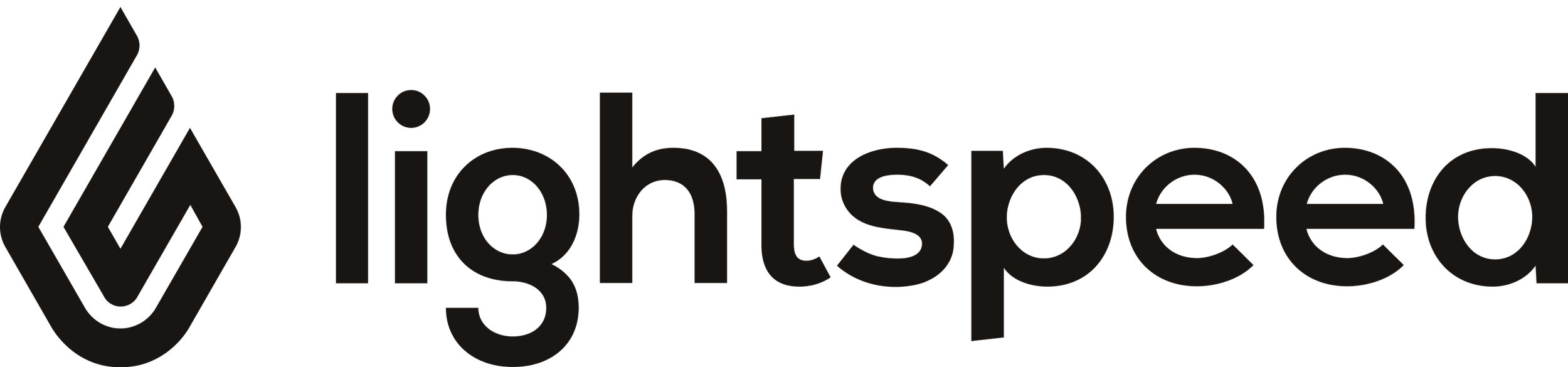 Das Bild hat einen schwarzen Hintergrund mit einem Firmenlogo und Text. Das Logo scheint eine stilisierte geometrische Form zu sein. Der Text lautet "lightspeed" in Kleinbuchstaben.