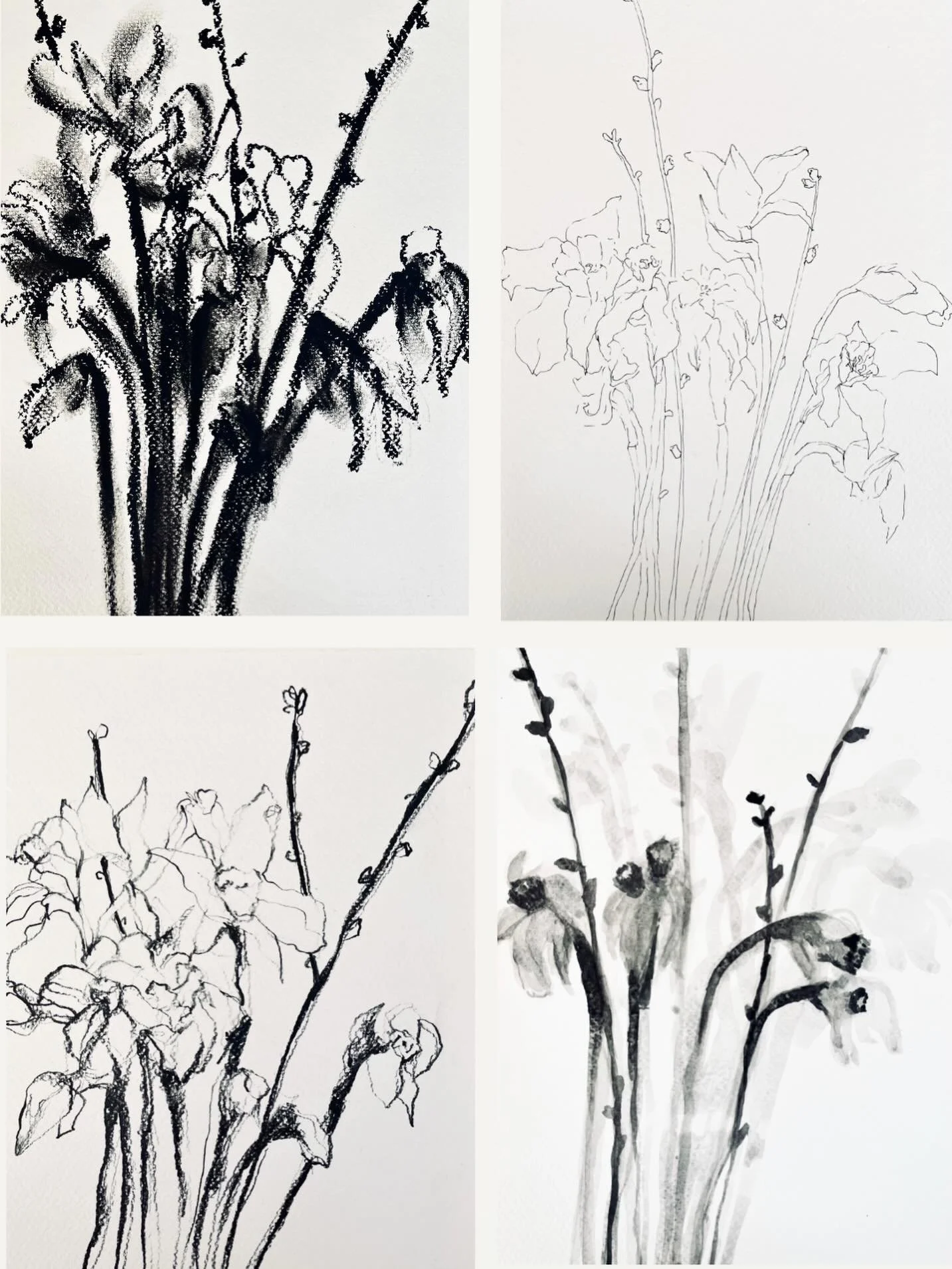 Fire tegninger, fire materialer, et motiv 🖤🦋