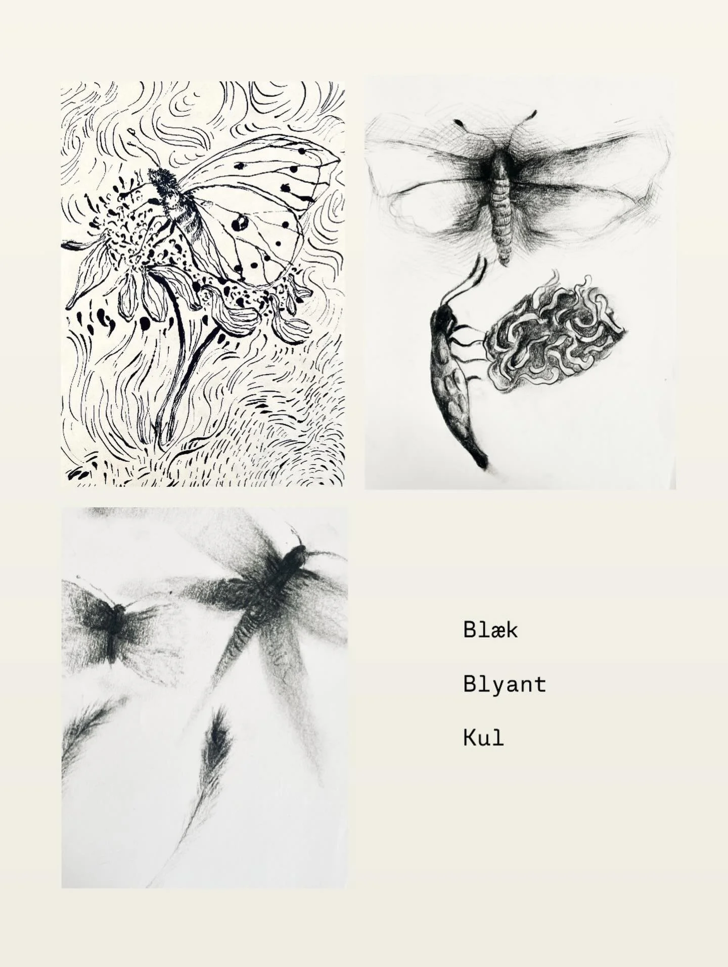 Sommerfugl &bull; Bl&aelig;k, blyant, kul 🖤🦋🖤