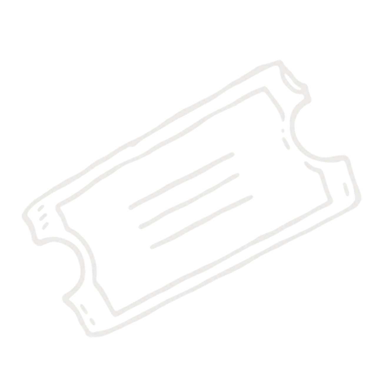 Outline of a rectangular metal soap dish with grooves for holding soap, shown from an overhead perspective.