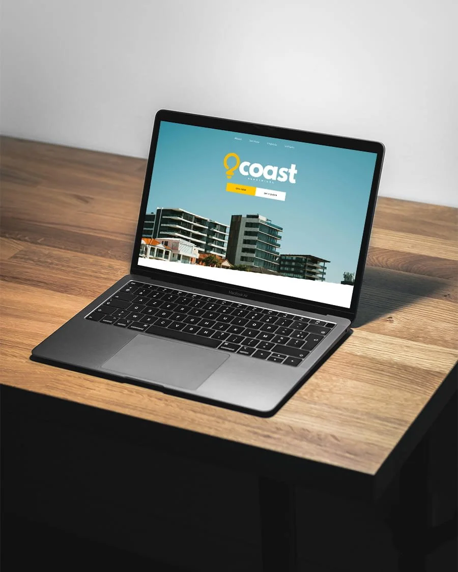 Laptop mockup showing the homepage of an electrician tradie website designed to convert visitors into qualified leads.