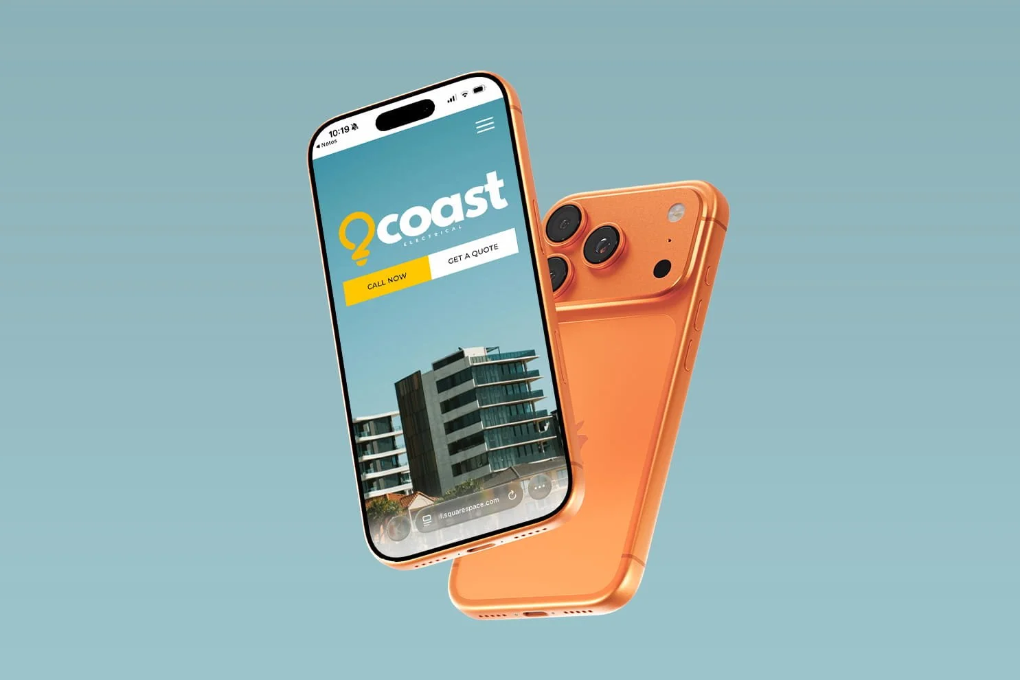 Mobile mockup displaying the homepage of an electrician website designed as a high-converting sparky website for a modern tradie business.