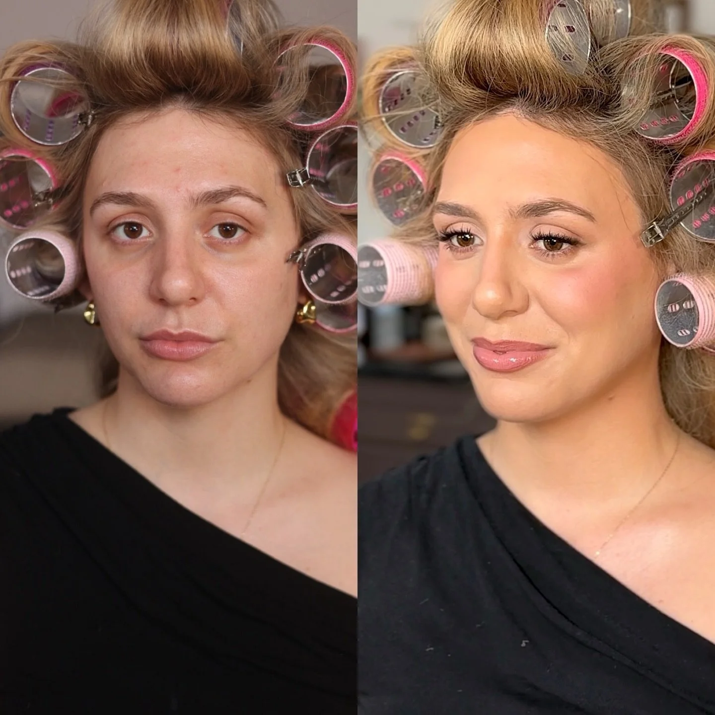 The goal was her, just elevated. Skin that looks like skin, features that still feel like her. Even left the hair in rollers so you can really see what the makeup is doing 🤍

Chicago &amp; destination | hair &amp; makeup
Bridal | private client | pr