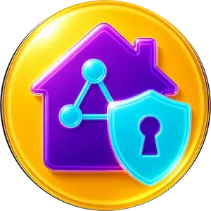 Symbol für Smarthome-Lösungen, Sicherheitstechnik und intelligente Haussteuerung.
