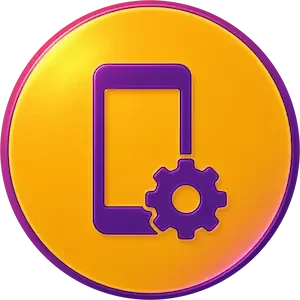 Symbol für die Einrichtung von Smartphones und Tablets inklusive Datenübernahme und Erklärung.