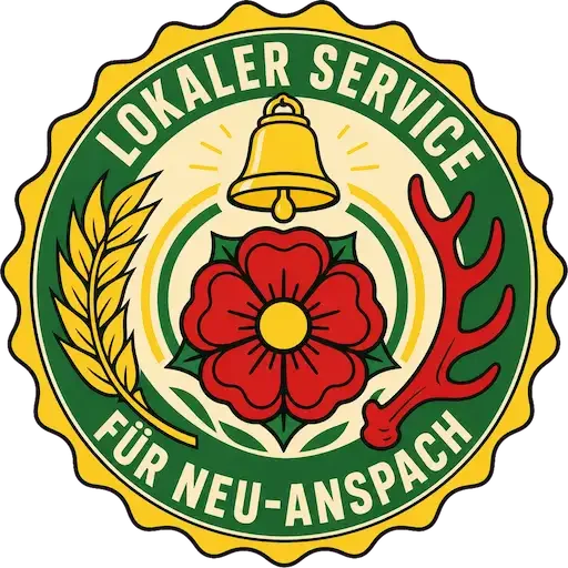 Computerhilfe in Neu-Anspach – lokales TechniKing-Servicesiegel mit Rose, Glocke, Ähre und Geweih