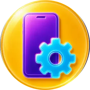 Symbol für die Einrichtung von Smartphones und Tablets inklusive Datenübernahme und Erklärung.