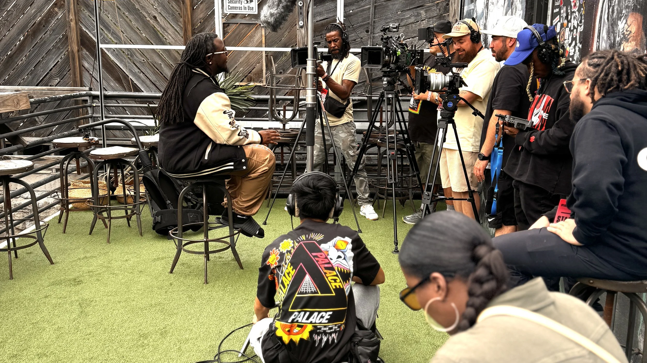 Behind-the-scenes production with Emanuel Da Prophet and film crew