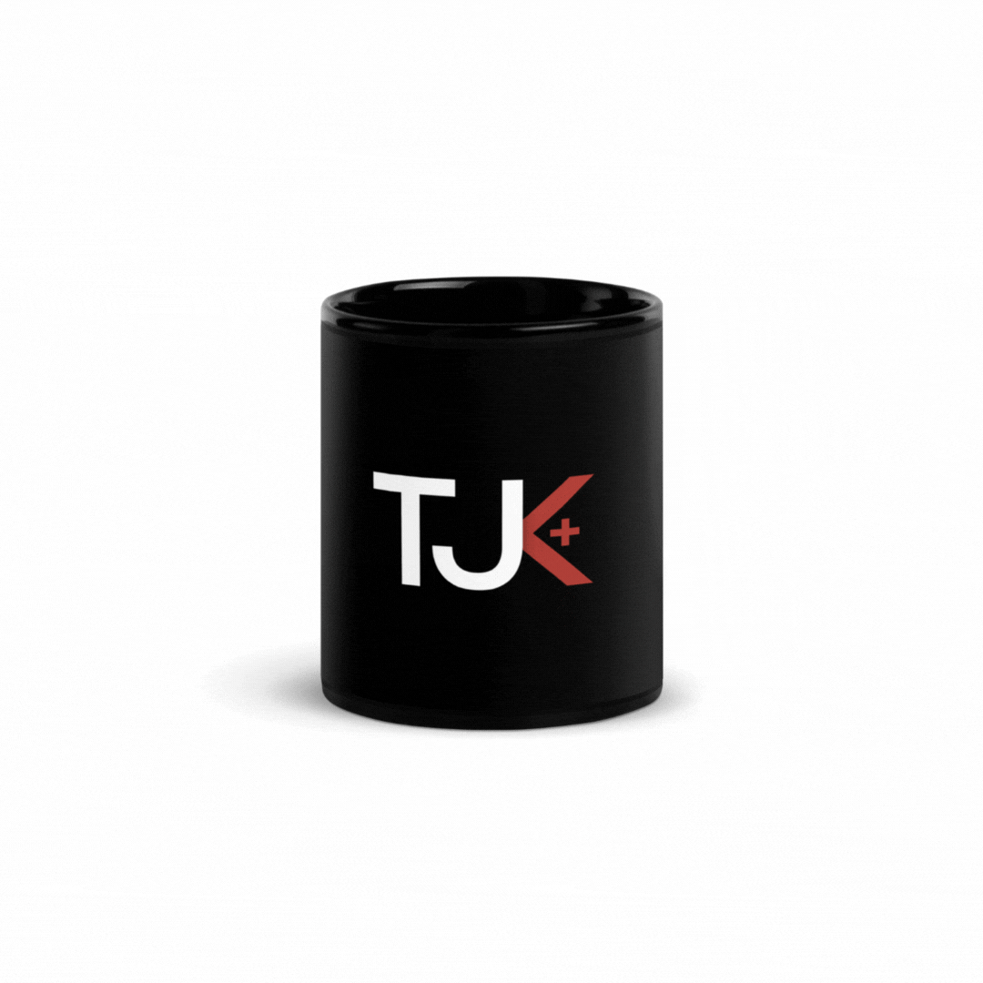 TJK+ Black Glossy Mug