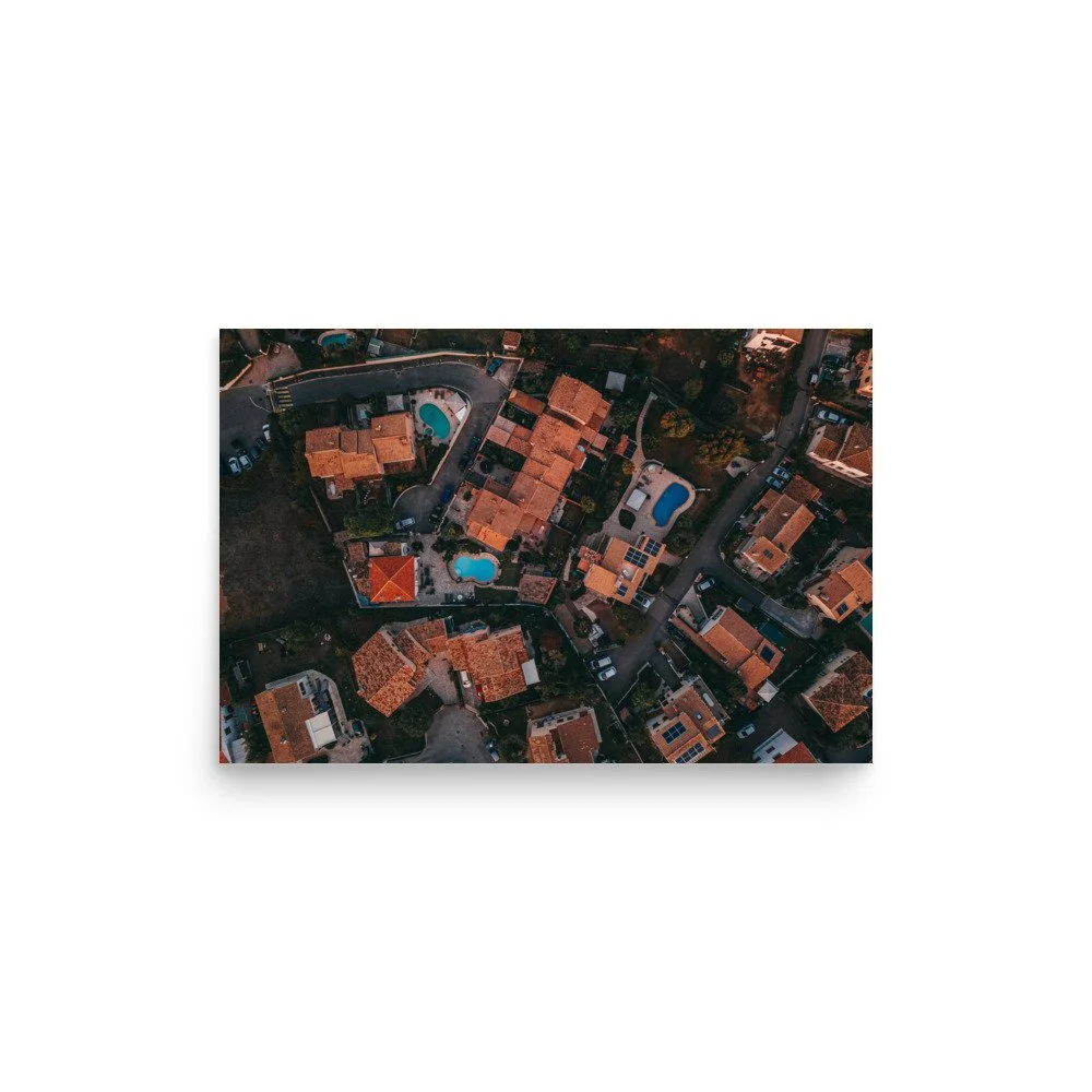 Toits de tuiles, vue du ciel – Tirage d'art