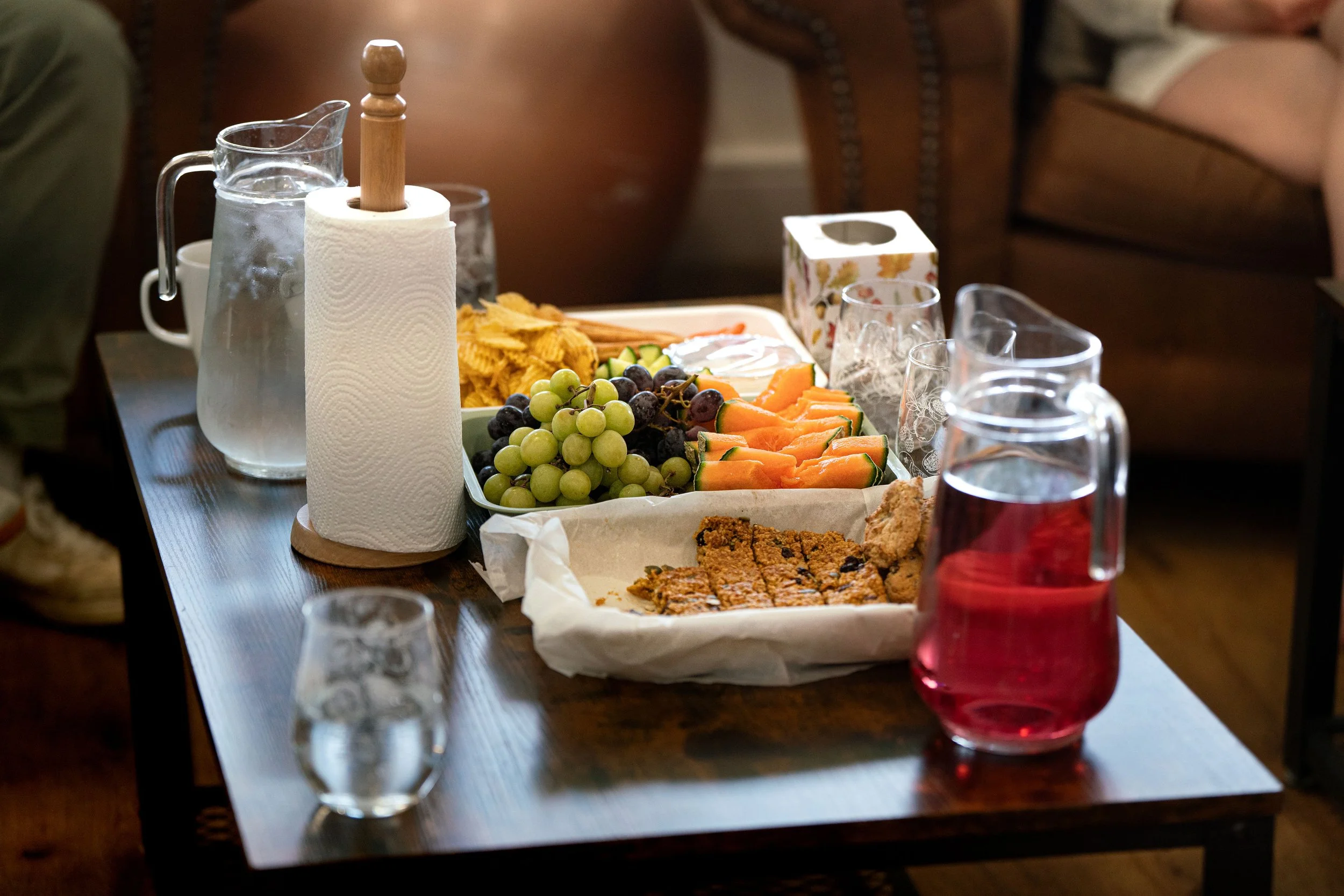 A selection of delicious snack on the table at Connected Parents antenatal course