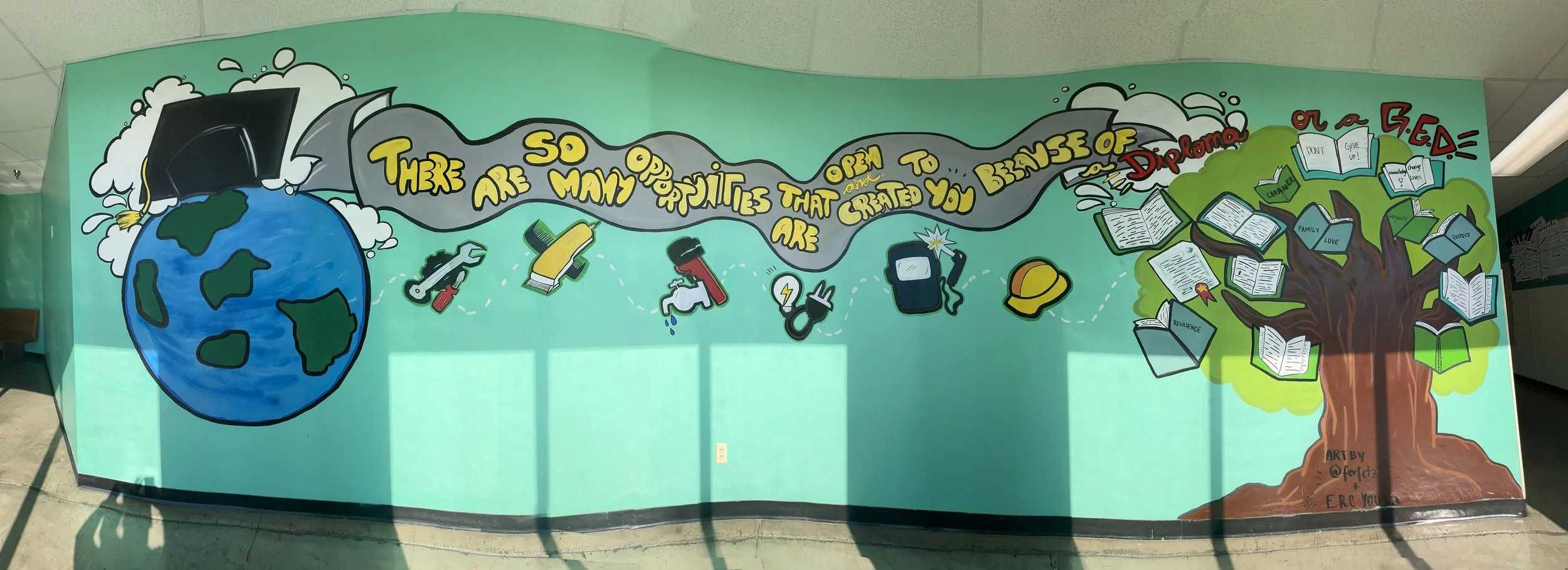Mural made along YOUTH from Dallas Juvenile System - ERC 2024