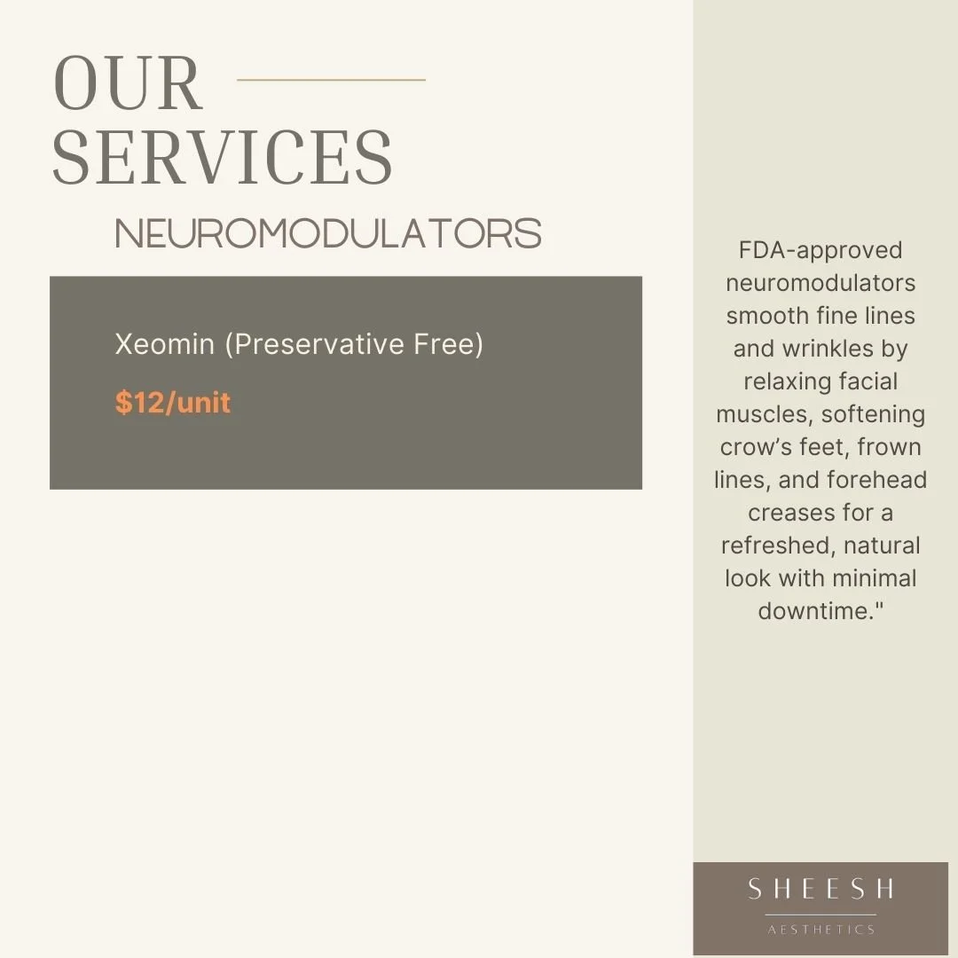 A price list for various red light therapy services at Sheesh Aesthetics. Services include LightStim 20 minutes for $49, Red Light Facial for $69, and retail options for anti-aging, acne, and pain, priced at $249, $169, and $249 respectively. The list is on a light background with a dark gray section highlighting prices, accompanied by a description of the therapy's benefits.