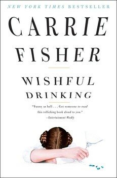 Cover of the book 'Wishful' by Carrie Fisher, featuring a young girl with brown hair in pigtails, lying face down with her head turned away, holding a spoon.