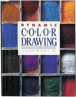 Book cover titled "Dynamic Color Drawing" by Judy Martin, featuring a grid of colorful pastels and drawing supplies.
