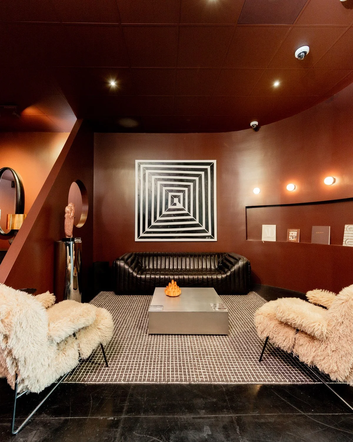 Rust-toned hospitality and retail interior
