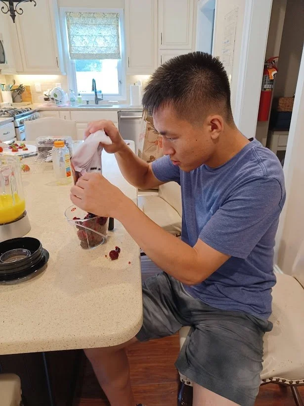 20220726 Stephen Measures Ingredients for a Cherry Berry Smoothie 2.jpg