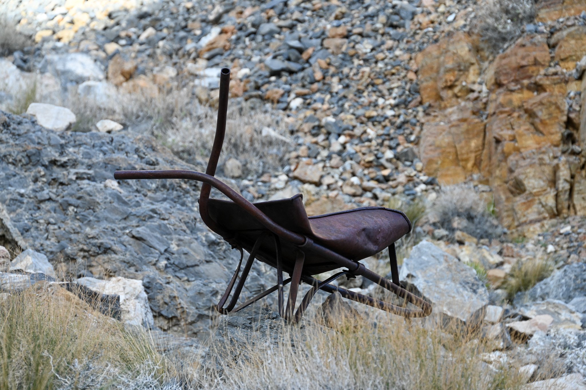  Old wheelbarrow at the mine site. 