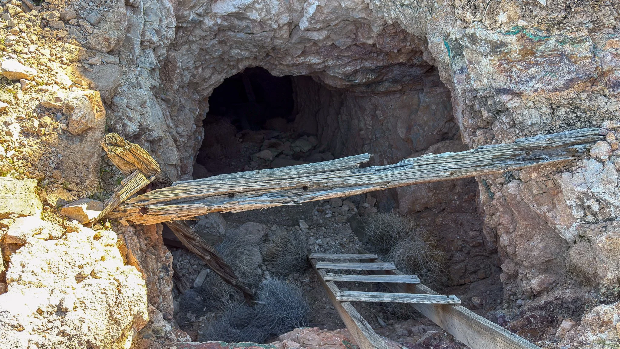 Looking down a shaft.