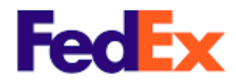 FedEx logo with purple and orange text