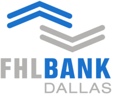 FHLBank Dallas logo with three upward arrows in blue and gray