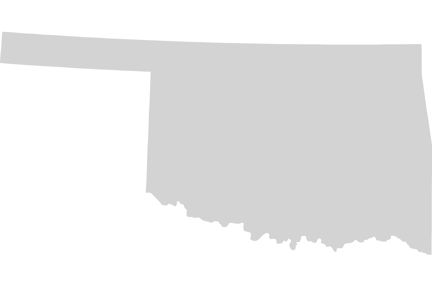 Outline map of the state of Oklahoma in the United States