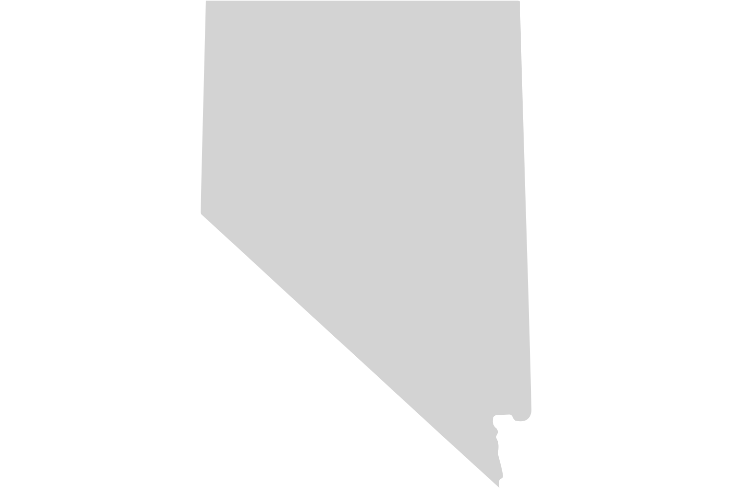 Silhouette map of the state of Nevada, USA, shown in gray.