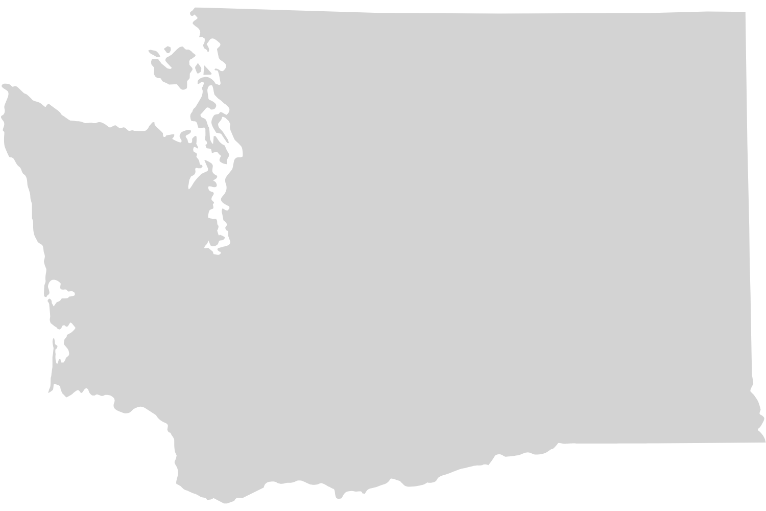 Outline map of the state of Washington in the United States.