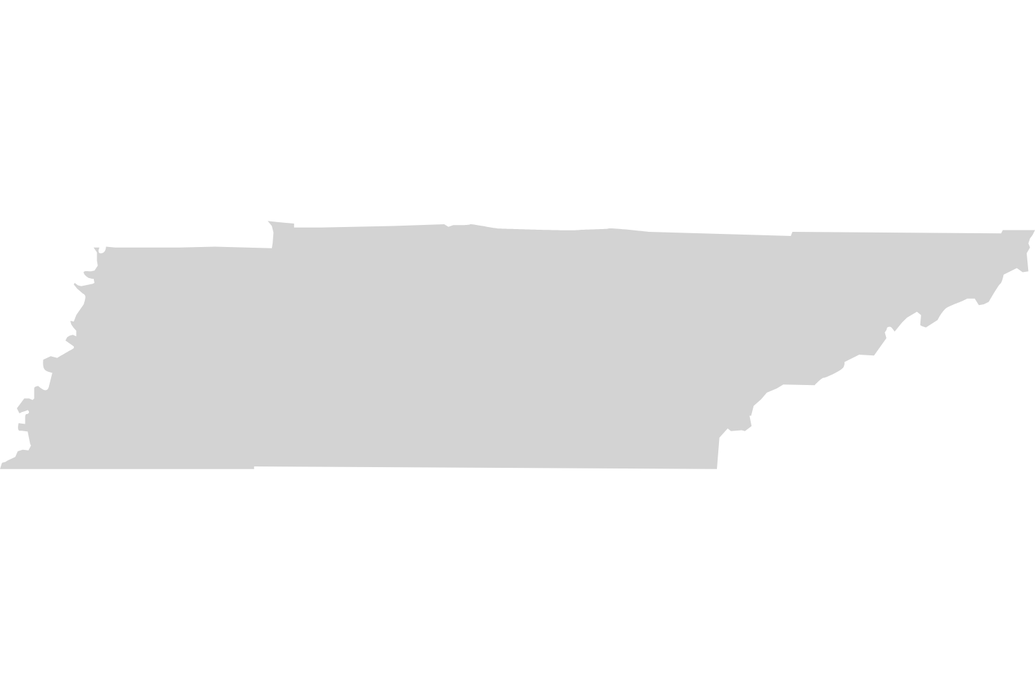 Gray map outline of the state of Tennessee with a caption highlighting the state's nickname 'The Volunteer State'.