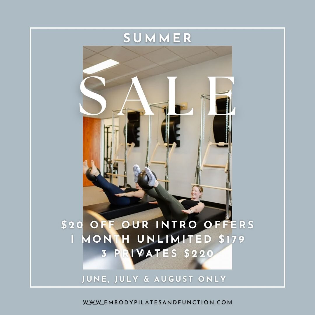 Ready to give us try? 

We are running a summer special starting June 1st 😎

Our new client intro offers are $20 off in June, July and August 💫

💫 1 month unlimited small group classes $179

💫 3 private sessions $220

Let&rsquo;s build consistenc